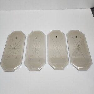 4 Vtg Glass Panel‎ Replacement 12 pt Starburst Smoke Lamp Chandelier Octagonal